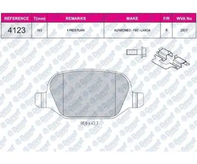 FERBE 67500 Fren Balatası Arka Wva 23517 Fıat Lınea 07->  Alfa Romeo 147 156 1.6 1.9jtd 2.0 46445006 46469908 46542702 51990127 51996236 51996238 52015291 52063171 52067394 569086