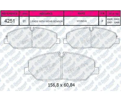 FERBE 85300 Fren Balatası On Hyundaı H350 Mınubus-Panelvan 2,5 Crdı 5810159A00 5810159A10 5810159A20