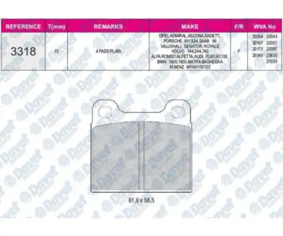 BESER 3318 Fren Balatası Arka 17.20mm Vwa20034 Mb 280 350 380 450 10514220520325 10514220520330 10514220530330 1074971 1102966 1116619 11166199 111698151B 111698151D 1134158