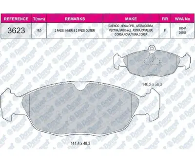 FERBE 26300 Fren Balatası On Wva 20547 Fıssız (Opel) Corsa A B 95-- 11046148 11046148XX2 11046948 11046948322 11046948372 1104695012 1605087 1605436 1605455 1605463