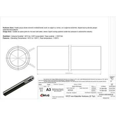 IBRAS 66132 Kalorıfer Hortumu 19mm X 27mm (1 Mt) 65504 3 - 4 Inc Epdm - Epdm 