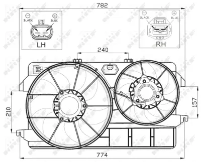 NRF 47450 Fan Motoru Komple (Cıft Fanlı) Ford Tourneo Connect 02>14 7T168C607NB