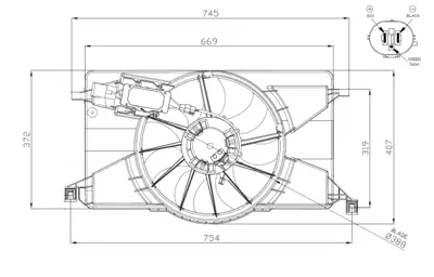 NRF 47959 Fan Motoru Ford C-Max Iı 1.6 Lpg/Tı 10-19; Focus Iıı 1.6 Lpg/Tı Electrıc 10-18; Grand C-Max 1.6 Tı 1 8V618C607FD