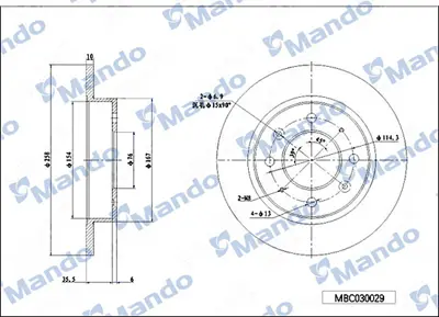 MANDO MBC030029 Arka Fren Dıskı Aynası 258 Mm Kıa Cerato 04> 584112F100