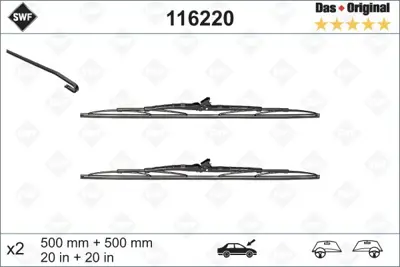 VALEO 116220 Swf (X2) (500+500 Mm) Multı 1027316 1027317 1077150 1077153 1077168 1105323 1148887 1268200345 1268200445 1272208