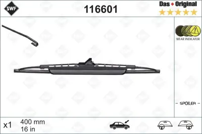 VALEO 116601 Swf (X1) (400 Mm) Multı 22367330 3397008530 3397008531 8521242130 85212YZZAC 8522095D05 8529144080 SWF116601