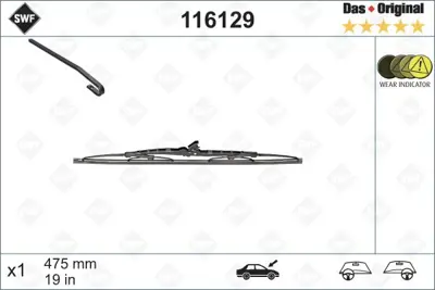 VALEO 116129 Swf (X1) / (475 Mm) Jeep Cherokee (10 / 01>02 / 08); Opel Omega A (10 / 86>01 / 94), Vectra A (09 / SWF116129