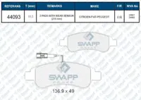 SWAPP 44093 Fren Balatası On Fıslı Wva 22041 24485 Berlıngo Iı Partner Iı P1007 C2 C3 Iı C4 Xsara Pıcasso P207 C 101545809 1030601 1064230 1075558 1075565 1079919 1101462 1101464 1107697 1107698