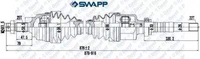 SWAPP 61232 On Aks Sağ P206 Tu5jp4 1.6 16v 306 Ym 1.4 Tu3jp 32734Y 32734Z 3273AL 3273AN 3273G3 3273Q1 3273Z5