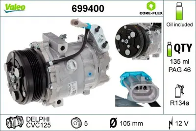 VALEO 699400 Kompresor Opel Astra G 1139039 1139068 1139090 1140852 1140914 13124749 13124750 13139055 13189393 13205197