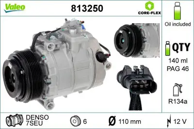 VALEO 813250 Klima Kompresoru Bmw E60 E90 E92 E93 N52 N53 2473005230 4471908210 4472601810 64509180549 64526961621 6452696162101 6452696162106 6452696162107 64529122618 64529122619