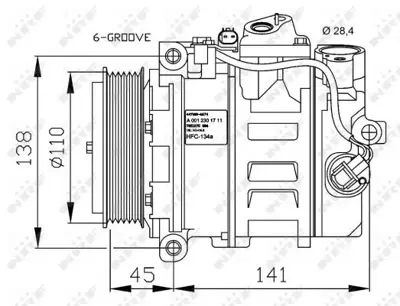 NRF 32214G Klima Kompresoru W203 00>07 Cl203 02>08 C209 02>09 C219 02>10 W211 02>08 W220 02>05 Vıto W639 03>14  A0032302311