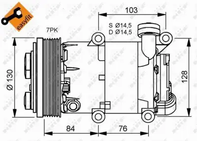 NRF 32410 Kompresor Komple Transıt V348 06>14-  2.4 Tdcı 3.2 Tdcı C-Max (Dm2) 1.6 07>10 Focus C-Max (Dm2) 1.6  RM6C1119D629BE