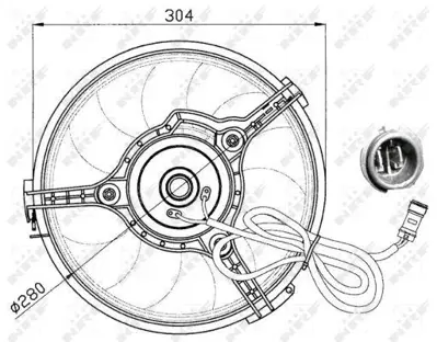 NRF 47023 Klima Fan Motoru 280mm 300 W Audı A4 A6 A8 Passat Sharan Adr 97>05 8D0959455C 97VW15150DA