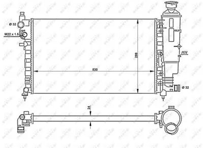 NRF 50428 Motor Su Radyatoru Tu5jp 106 Gtı Saxo Vts Klimalı Tu3jp - Tu5j4 (1,4 - 1,6 16v) - (96 03) Olcu: (530 1331T2