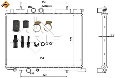 NRF 53424 Motor Su Radyatoru P206 P206+ (T3e) Plus 1,1ı - 1,4ı - 1,6 16v 98> Klimalı P307 C4 1,4 Hdı - 2,0 Klı E101J03