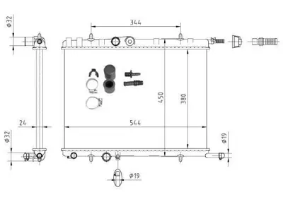 NRF 53424A Motor Su Radyatoru P206 P206+ (T3e) Plus 1,1ı - 1,4ı - 1,6 16v 98> Klimalı P307 C4 1,4 Hdı - 2,0 Klı E101J03