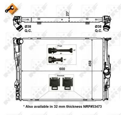 NRF 56129 Motor Su Radyatoru Oto-Manuel Tapasız Bmw E81 E82 E87 E88 E90 E91 E92 E93  X1 E84 Z4 E89  17117521046á