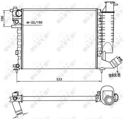 NRF 58184 Motor Su Radyatoru P306 Xsara (Klimasız) Segmanlı 1,4ı - 1,6ı - 1,8ı 97> Tu3jp Olcu: (377,5*460*23) 96330704