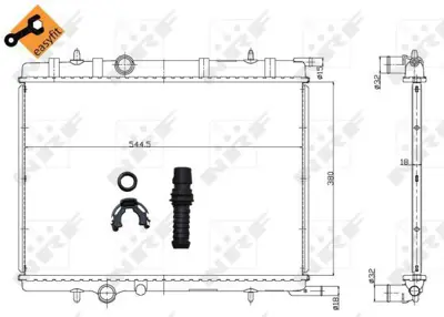 NRF 58304 Motor Su Radyatoru P307 C4 Tu5jp4 (1,6 16v) Otomatık C4 Iı Ds4 Xsara Iı Berlıngo Iı Berlıngo Iıı Par 9658536580