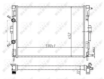 NRF 58329A Motor Radyatoru Megane Iı Scenıc 1,5dcı 1,4 - 1,6 - 2,0 16v (590×455×26) - (1 Sıra Alb Sıstem) 7711135783