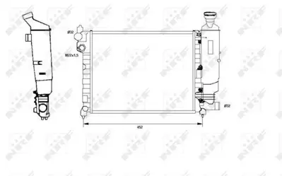 NRF 58807 Motor Su Radyatoru Radyator Mekanık P106 Saxo 1,6 Klimasız Manuel Olcu: (390*322*23) 1301B0