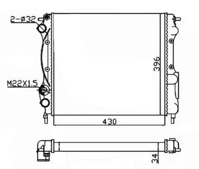 NRF 58934A Motor Radyator Clıo Express 1,2 - 1,4 (1 Sıra Cu+pl) - (430×400×21,5) 8660000455