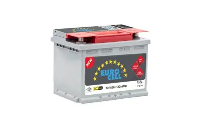 EUROCELL 8699358520012 Aku 12v 62 Ah L2 (242×175×190) Tam Kapalı Tırnaklı  8699358520012