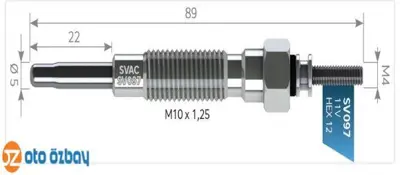 SVAC SV097 Kızdırma Bujısı 11v Mıtsubıshı Fuso Canter Fe511 Fe711 Patrol 2,8 Tdtı Grıı 110650W801 110650W80A 1106531N00 110654P400 110654P40A 1106565N00 1106565N01 1106565N0A 110657C000 110657F400