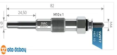 SVAC SV017 Kızdırma Bujısı 11v Croma 1,9 Tdı Bmc T 80 1610429980 1616060080 276590130 4776085 4832279 5001848095 500303569 500316493 596039 596071