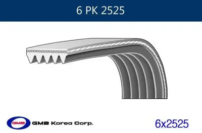 GMB GPK 6PK2525 Kanallı V Kayısı W124 92>93 C140 94>99 R129 92>01 109974392 109974592 109977492 109977892 109979992 119970892 119970992 119972992 119972995 119974592