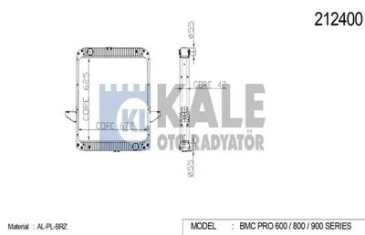 KALE 0827213PA Motor Radyatoru 822 827 832 (1736) Intc, (Cu) - (3 Sıra Pa) 