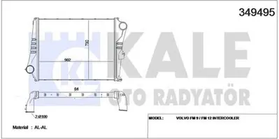 KALE 349495 Intercooler Radyatoru Dar Tip Versiyon 1-2-3- Volvo Fh 12 Fh 340 500 1998 Sonrası 