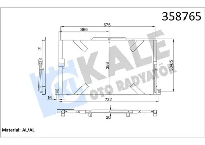 KALE 358765 Klima Radyatoru Defender L316 Td4 06>16 1121672 120329 1203922 1214516 2M141671 2M141671A 2M141671B 2M217580AA 3G141015F 3G141015G 3G141015M 3G141015N 3G141015NX 3L141015N 3L141015P 3L141015PX 6F141015B 6F141015BX A5141671 A5141671A A5141671D A5141671E A5141671F YM217580AA YM217580AB