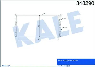 KALE 348290 Motor Radyatoru Passat Iv 1,6ı Cl - Gl 1,8ı - 2,0 - 2,8 Vr6 Manuel 