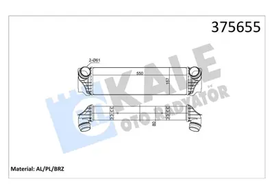 KALE 375655 Turbo Radyatoru Bmw 13>17 B47 F10 F07 N57 F01 F02 03 F04 