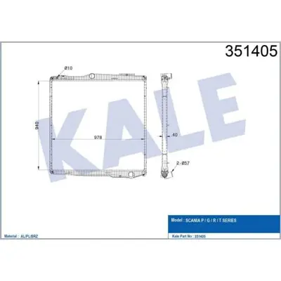 KALE 351405 Motor Su Radyatoru Scanıa G R Serısı Dc13 Çerçeveli 