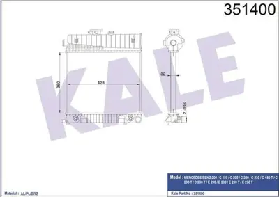 KALE 351400 Motor Su Radyatoru (Klimasız) W202 93>00 S202 96>01 W210 97>02 S210 96>00 2025002603 2025005803