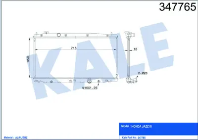 KALE 347765 Motor Su Radyatoru Honda Jazz Iıı 1.2 1.3 1.5 09=> (Mt) [16mm] [al Pl Brz] Manuel 