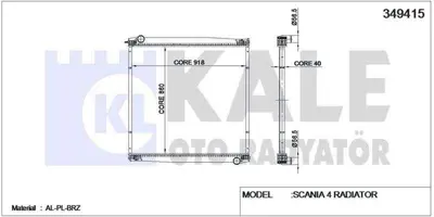 KALE 349415 Su Radyatoru Scanıa 4 Serısı 1995 Ve Sonrası (Cercevesız) - (Mt) 