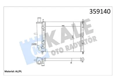 KALE 359140 Motor Su Radyatoru Fıat Bravo Brava Marea 1.6 16v 95<04 Ac (Mt) (Mekanık) (480x415x34) 