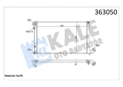 KALE 363050 Motor Su Radyatorupeugeot 406 (8b,8e,8f) 2.0ı 16v Ac (At) 95<04 [mekanık] [640x416x34] 