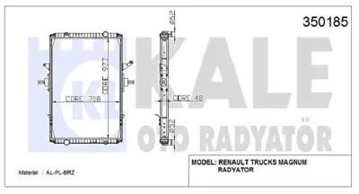 KALE 350185 Su Radyatoru Renault Trucks Magnum E,Tech (Cercevelı) - (Mt) 2000 Sonrası 