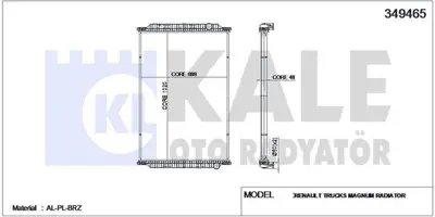 KALE 349465 Su Radyatoru Renault Trucks Magnum (Cercevesız) - (Mt) 2004 2006 Arası 2006 Sonrası 