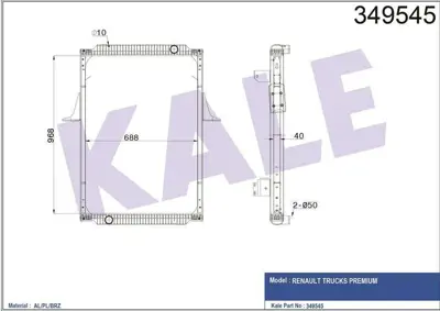 KALE 349545 Su Radyatoru Renault Trucks Premıum Dıstrıbutıon Route (Cercevelı) - (Mt) 1996 2000 Ve Sonrası 