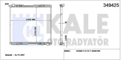 KALE 349425 Su Radyatoru Scanıa P-G-R-T Serı 04> P340-P380-P420-P480-P560-G340-G420-G480-R340-R380-R420-R460-R48 