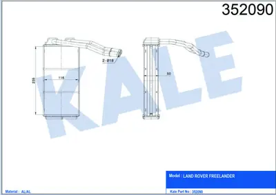 KALE 352090 Kalorıfer Radyatoru 20 T2n 18 K4f Freelander I L314 98>06 6013001 73000 8FH351000161 JEF000050 JEF100050 JEF100150 JEF100280 JEF500010