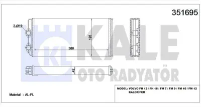 KALE 351695 Kalorıfer Radyatoru Fh 12 - Fh 16 - Fm 7 - Fm 9 - Fm 10 - Fm 12 