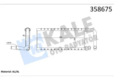 KALE 358675 Kalorıfer Radyatoru (Borulu) 26mm Isuzu Npr75 Nlr Nnr Novo (Brazıng Al-Al) 