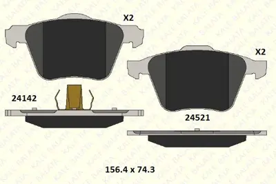 KALE 24142 198 05 MSH KD11 On Fren Balatası Galaxy S Max 2,0eco - 2,0tdcı - 2,2tdcı 06>15 Volvo S60 Iı 10>15 S80 Iı V60 V70 Iıı 